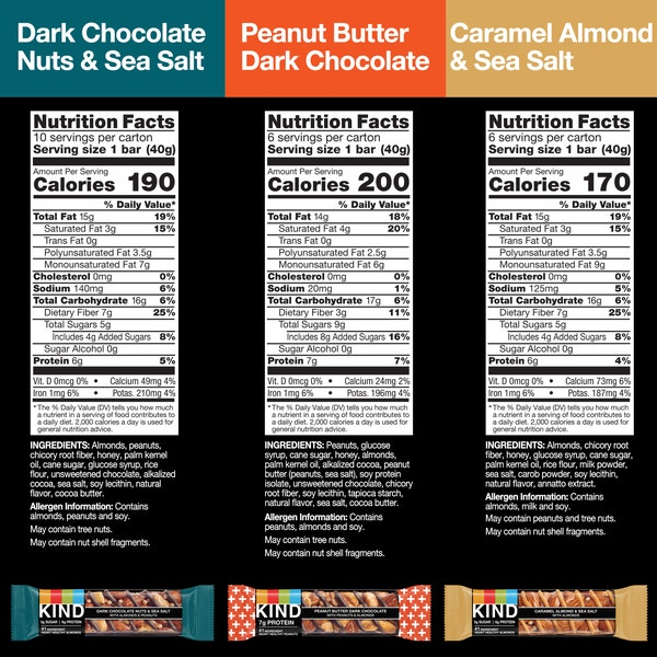 Dark Chocolate Nuts & Sea Salt, Peanut Butter Dark Chocolate, Caramel Almond Sea Salt Variety Pack